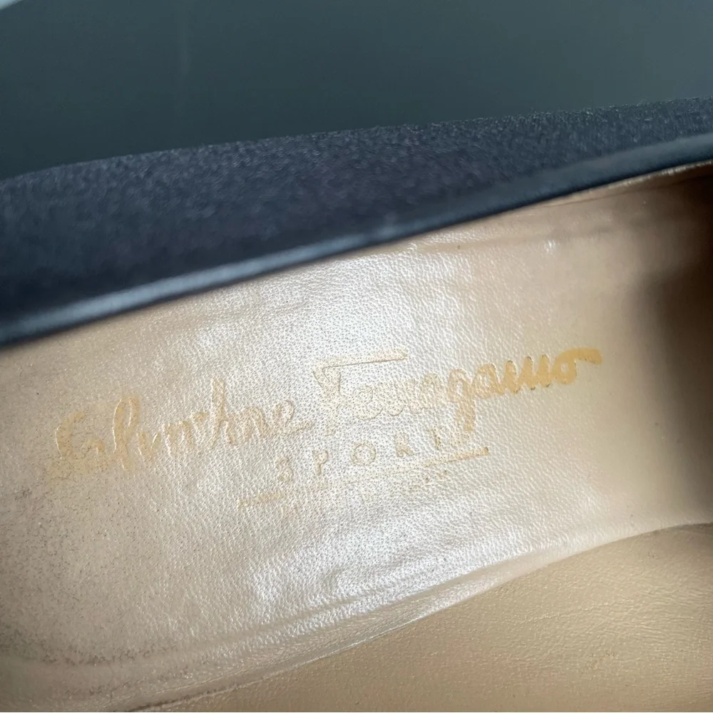Salvatore Ferragamo Sport Black Fabric Logo Bit Loafers Shoes Made in Italy 9.5 - Picture 9 of 12